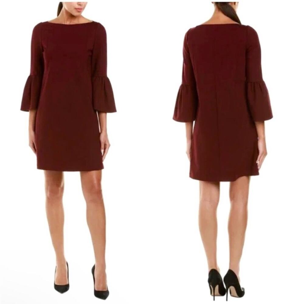 ***Lafayette 148 Red Marissa Bell Sleeve Dress